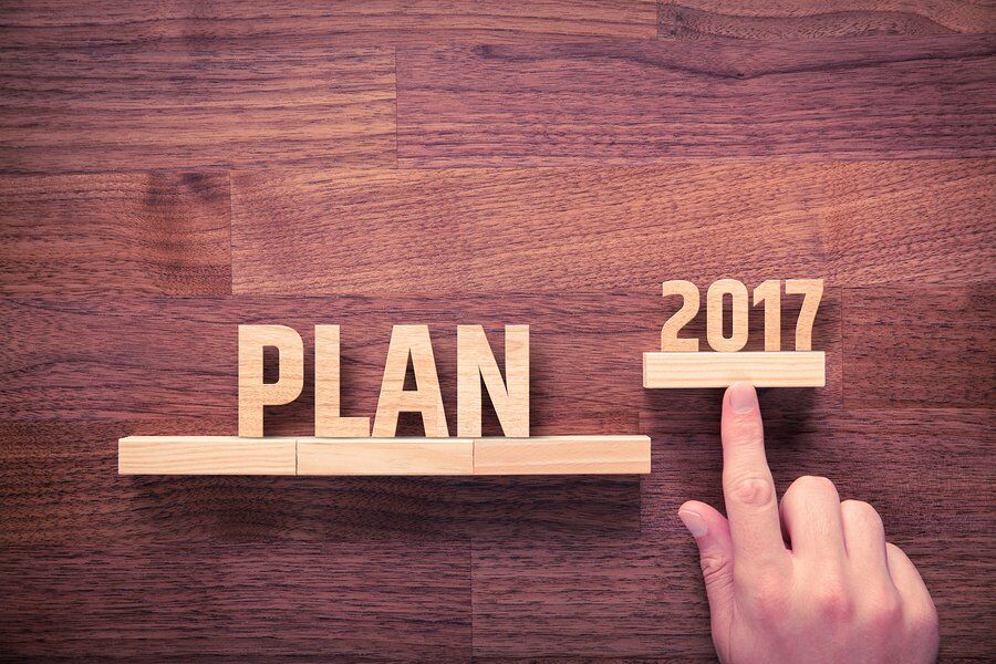 Businessman plan 2017. Business new year plans goals and targets concept.