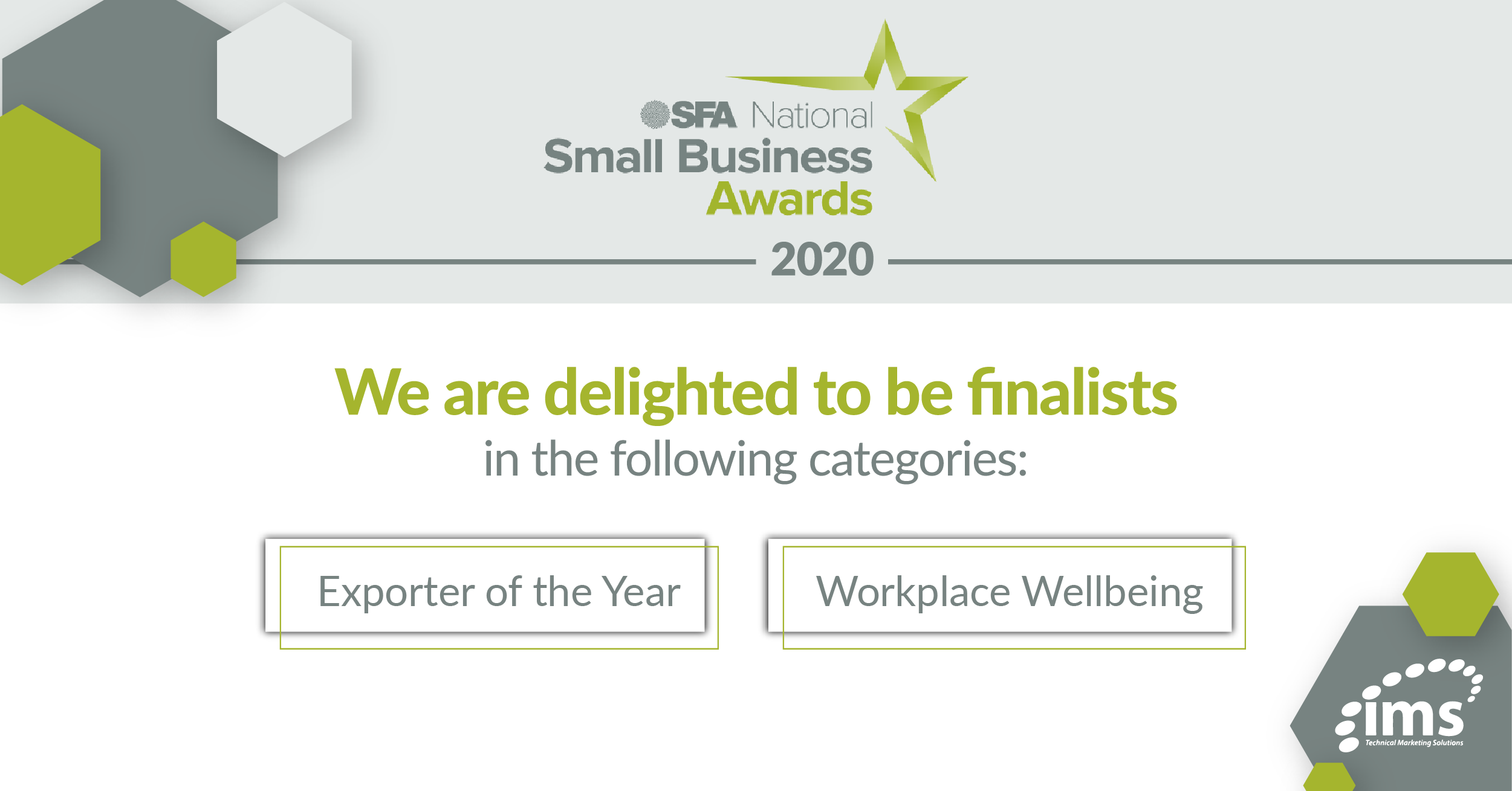 IMS Marketing are finalists for the SFA small business awards 2020